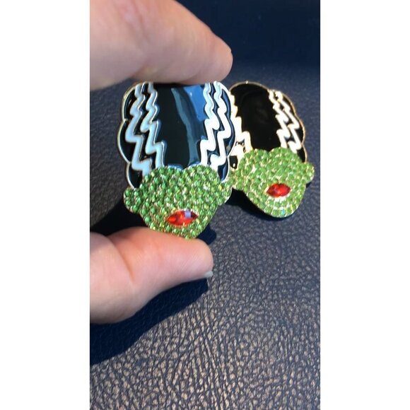 5/$20 Bride Of Frankenstein Earrings Rhinestone Halloween Earrings - Picture 3 of 6